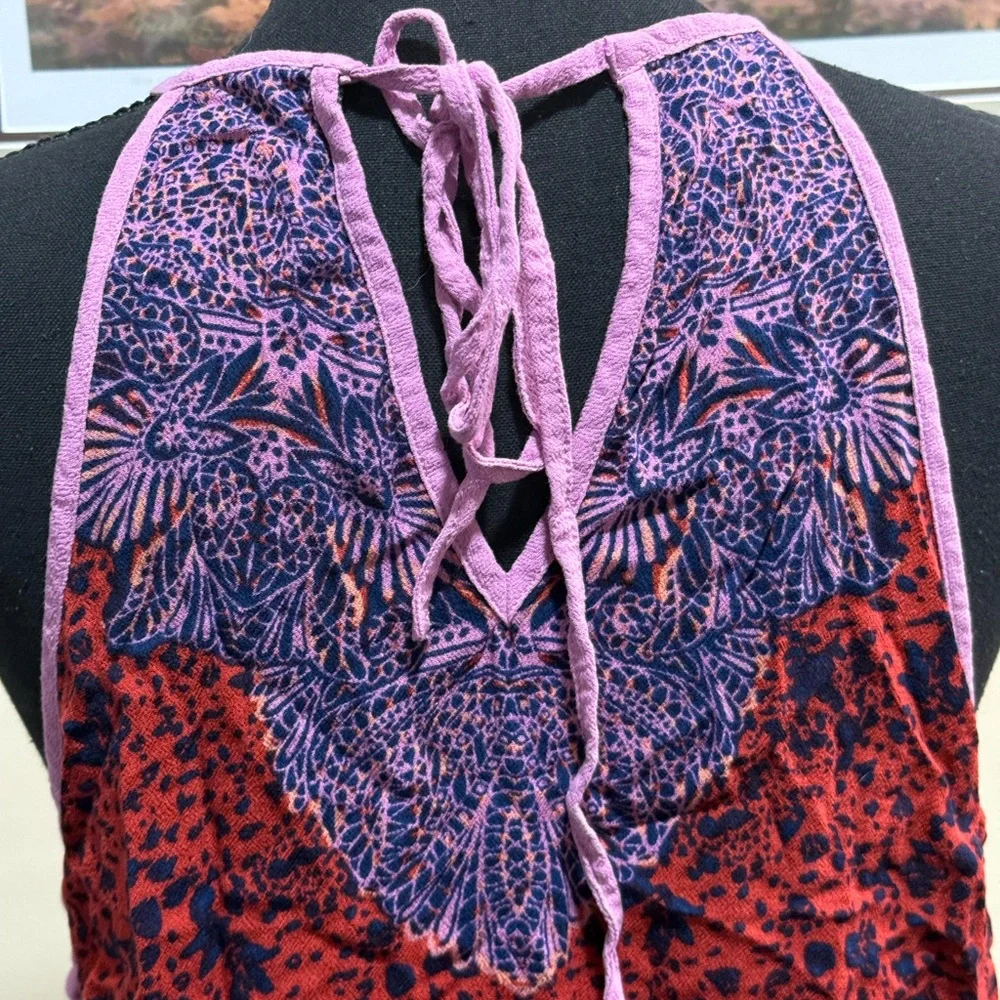 Free People Break Free Paisley Print Tie Back Tank